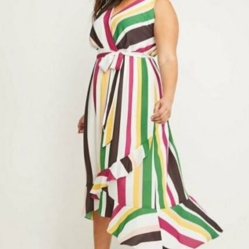 Lane Bryant Wrap Dress Striped Size 24